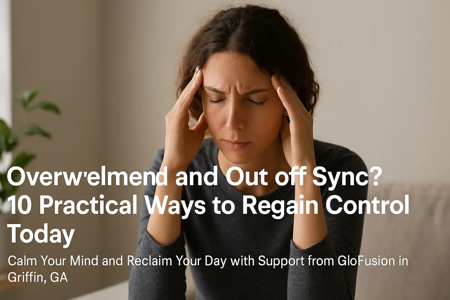 A woman, appearing stressed and overwhelmed